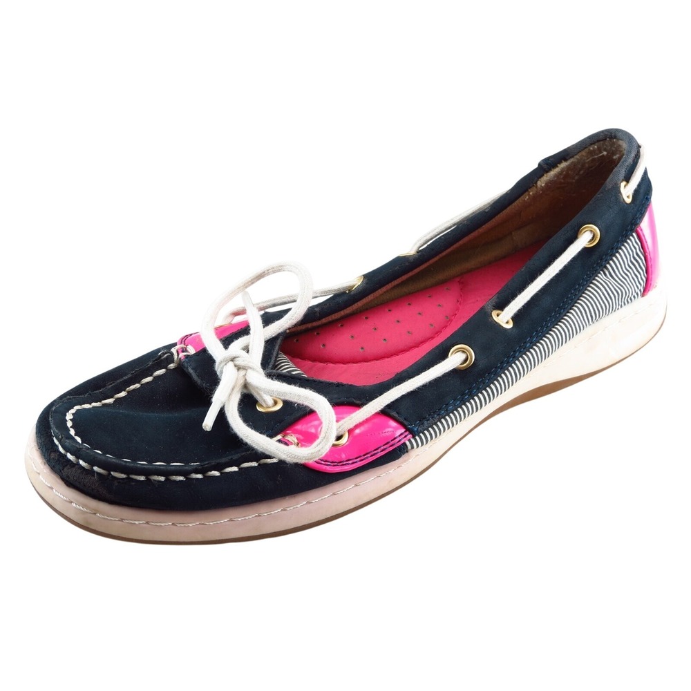 Liz Claiborne Womens Boat Shoes Size 8 Blue Fabric Lace‎ Up Casual Comfort